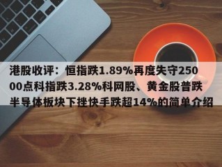 港股收评：恒指跌1.89%再度失守25000点科指跌3.28%科网股、黄金股普跌半导体板块下挫快手跌超14%的简单介绍