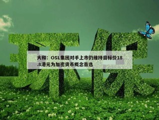 大和：OSL集团对手上市仍维持目标价18.8港元为加密货币概念首选