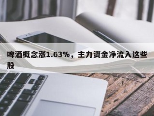 啤酒概念涨1.63%，主力资金净流入这些股